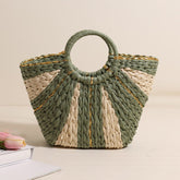 Sac tissé en paille portable en fil de soie doré Sac fourre-tout de grande capacité Sac de panier à légumes Sac de plage de vacances Sac tissé à la main